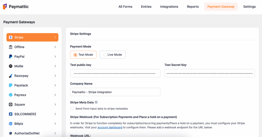 Payment gateway integration