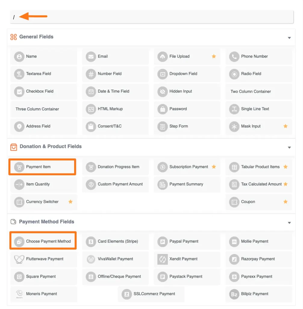 Choosing desired fields