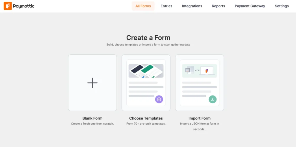 create form with paymattic