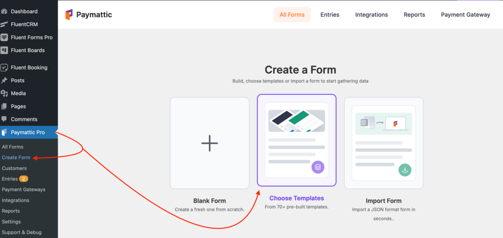 choose templates