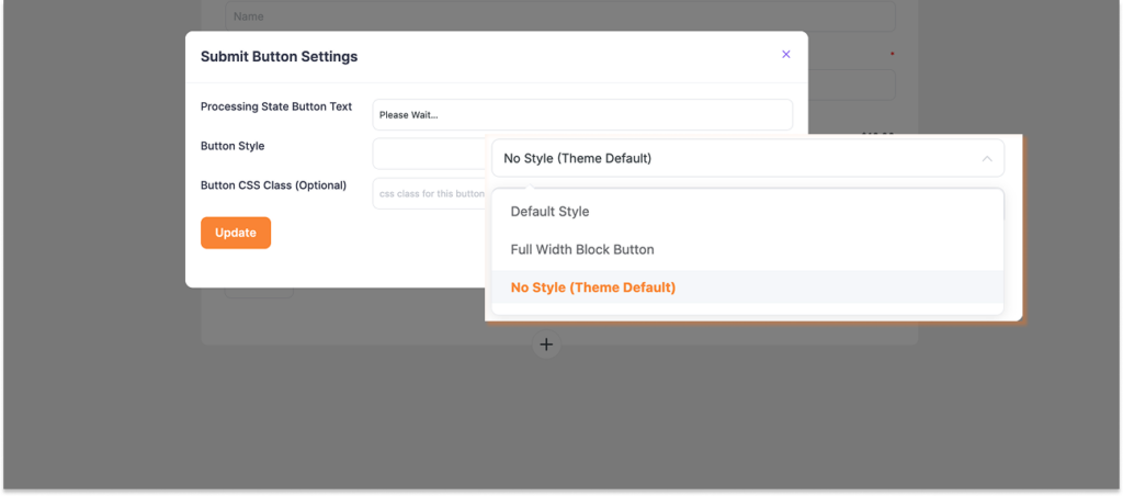 Submit button settings