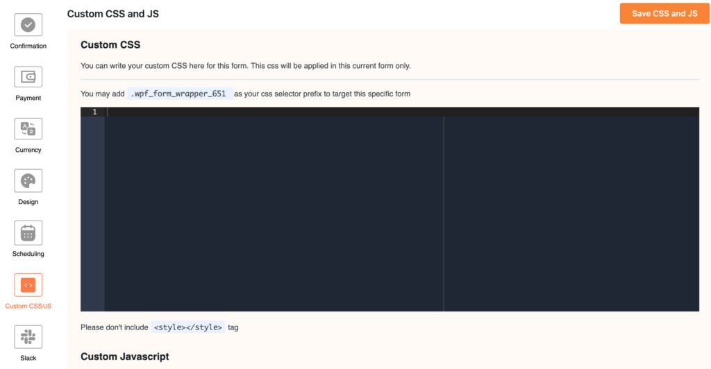 Custom CSS and JS